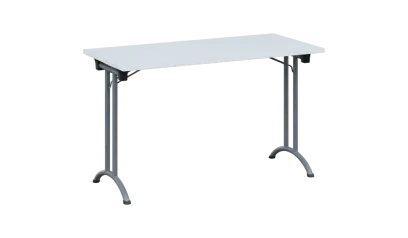 SLA 125 lak skládací jednací stůl 1250x600, deska 25 mm, podnož stříbrný lak, deska bílá